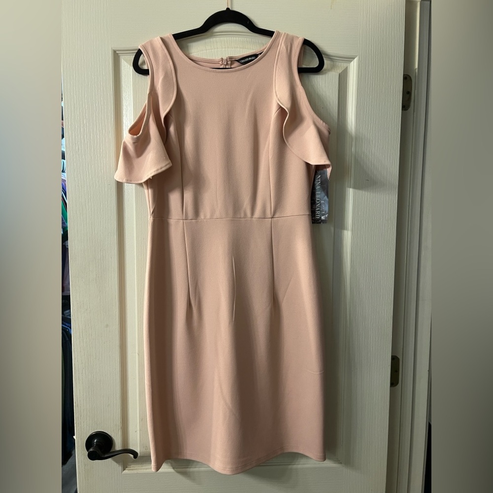NWT Nina Leonard Blush Cold Shoulder Mini Dress